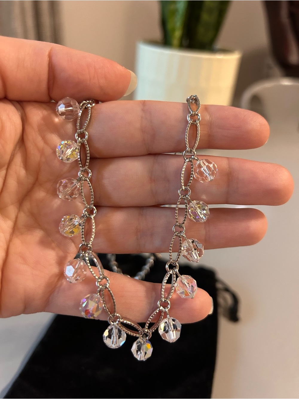 Swarovski crystal aurora drop dangle necklace vintage - Picture 3 of 6
